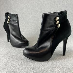 Guess Leather Ankle Boots Platform High Heel Pumps Black Size 8.5 Womens